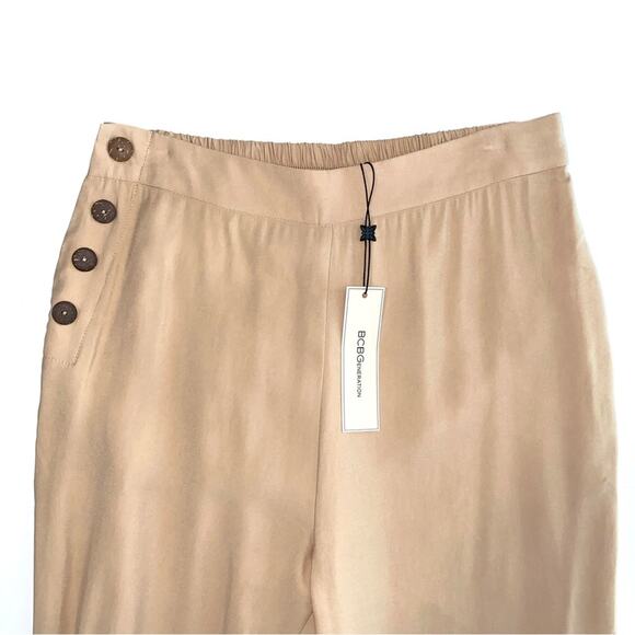 NWT BCBGeneration Faux Side Button Sand Beige Pull-On Pants Size XS - Picture 6 of 15